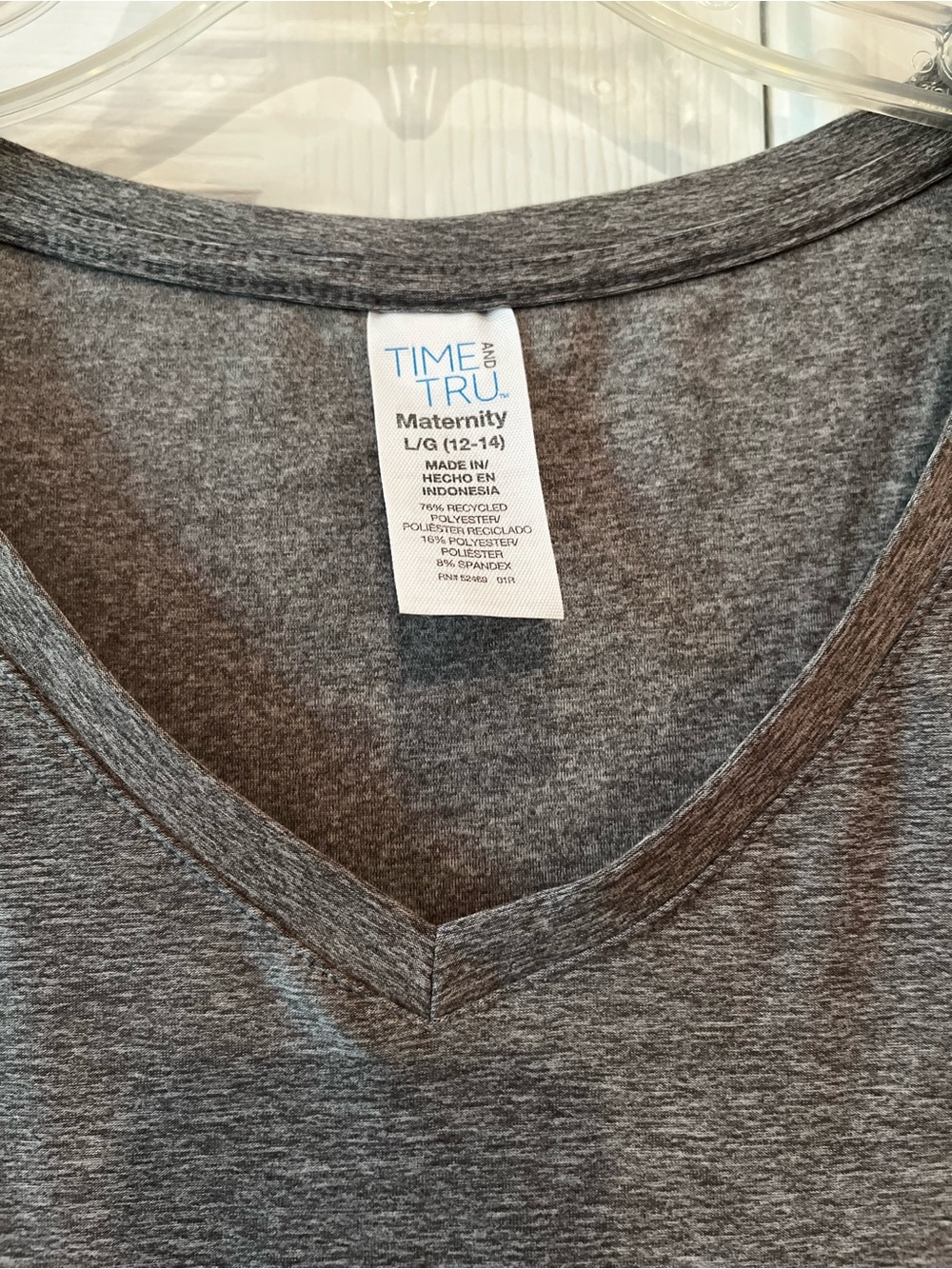 Maternity Classic V-Neck Tee in Charcoal Gray - Picture 2 of 3